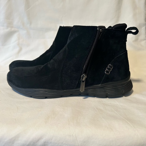 Sketchers Boots Womens 8.5 Leather Memory Foam Air Cooled Black Zip Up Comfort - Picture 10 of 15